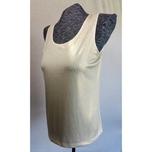 Chicos Travelers 2 White Gold Shimmer Tank Top L